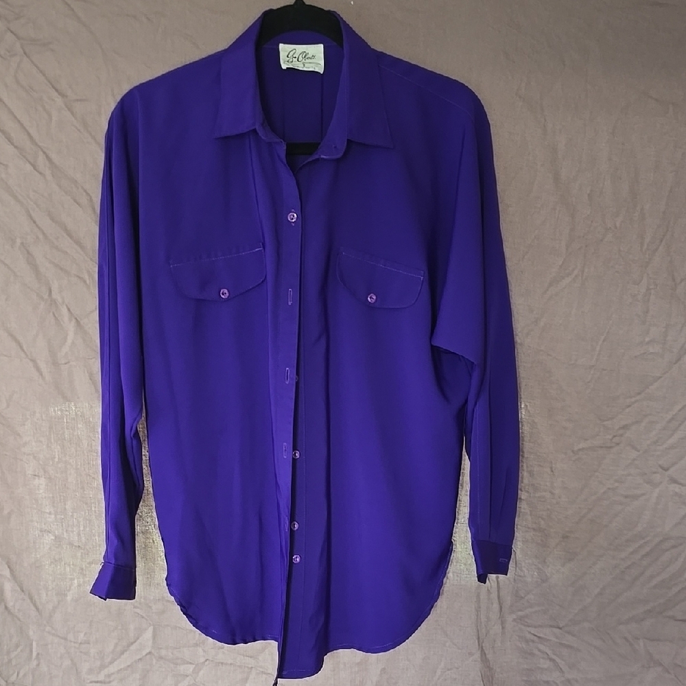 Go Couture Purple Casual Button Down Shirt